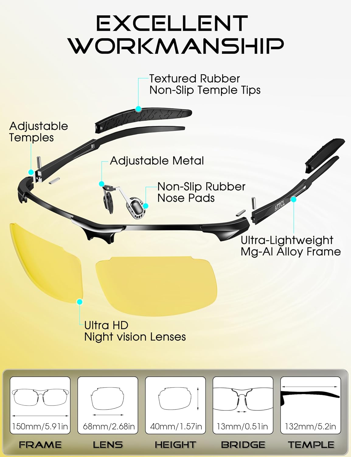 ATTCL Polarized Sunglasses Men Sports: UV Protection Anti Glare Wrap Around Lightweight Metal Driving Fishing Golf Running - Image 7