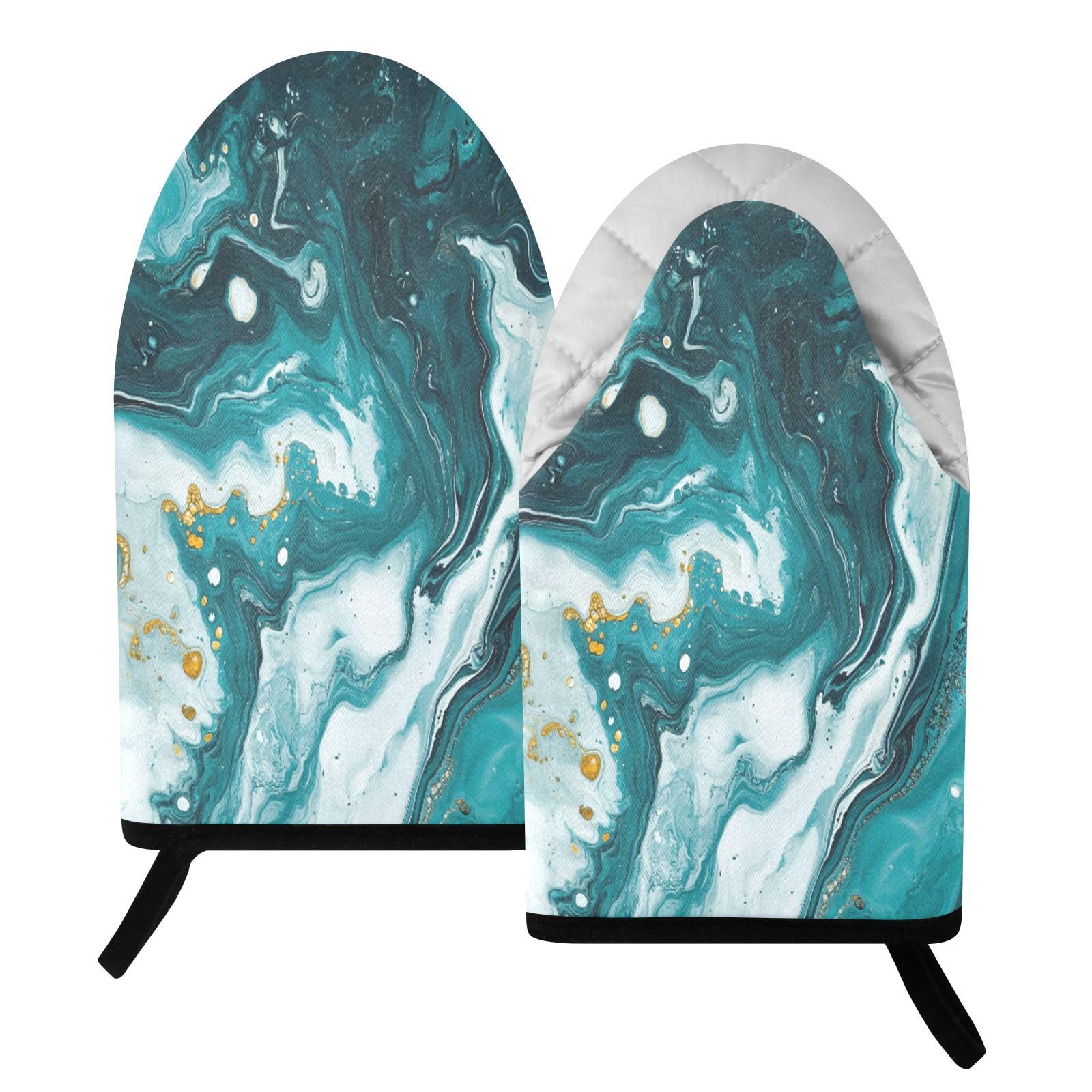 BURSTDDY Marble Oven Mitt,Heat Resistant Kitchen Mitts for Cooking