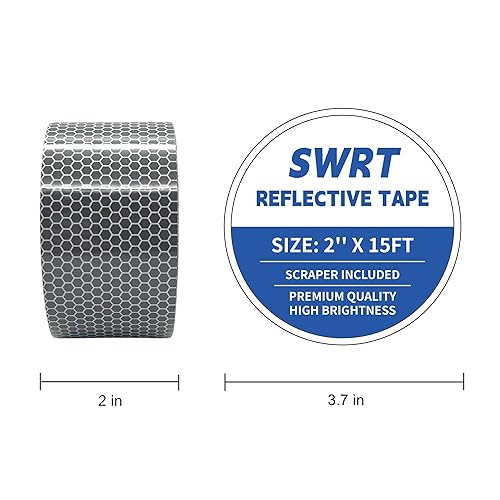 Miniatura 8 de Cinta reflectante blanca plateada de 2 pulgadas x 15 pies, cinta reflectante DOT-C2 de alta intensidad de grado para exteriores, impermeable,