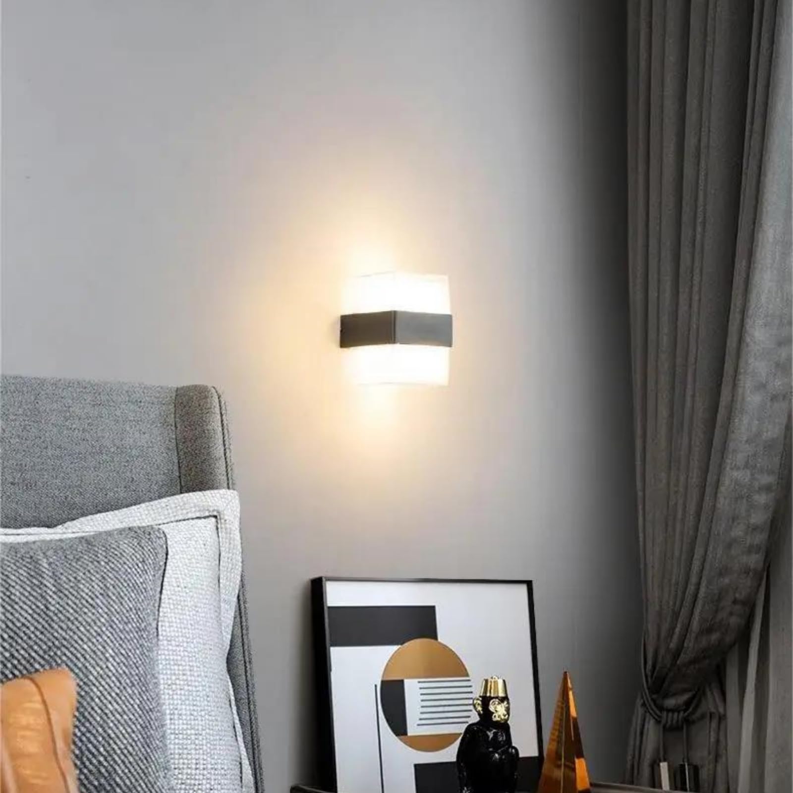 Zewnętrzna wodoodporna lampa ścienna LED Nordic Smart App Wifi Pilot Tuya Pokój z graffiti Dekoracja domu Oświetlenie wewnętrzne RGB,Warm light