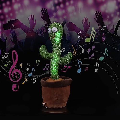 Miniatura 6 de Juguete parlante de cactus bailarín, retuélvete cantando imitando cactus, repite lo que dices, canta, baila, grabación, LED (120 canciones)