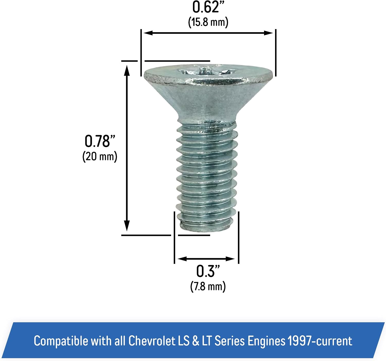 Camshaft Retainer Thrust Plate Torx Bolts Replacement for LS/LT V8 Engines 1997-Current Chevy - LS1, LS3, LQ9, 4.8L, 5.3L, 5.7L, 6.0L. 6.2L