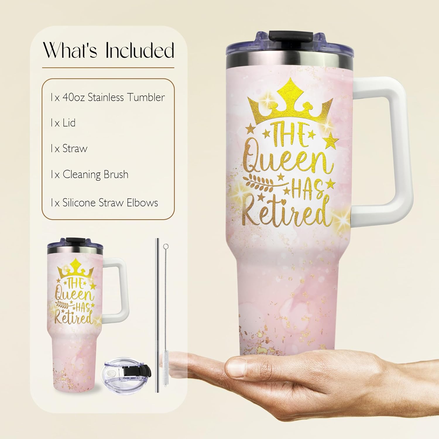 Retirement Gift for Woman - Happy Retirement Gifts for Women 2025 - The Queen Has Retired 40 Oz Tumbler - Best Retired Gifts Ideas - Goodbye Farewell Going Away Gift for Mom Coworker Nurse Teacher - Image 6