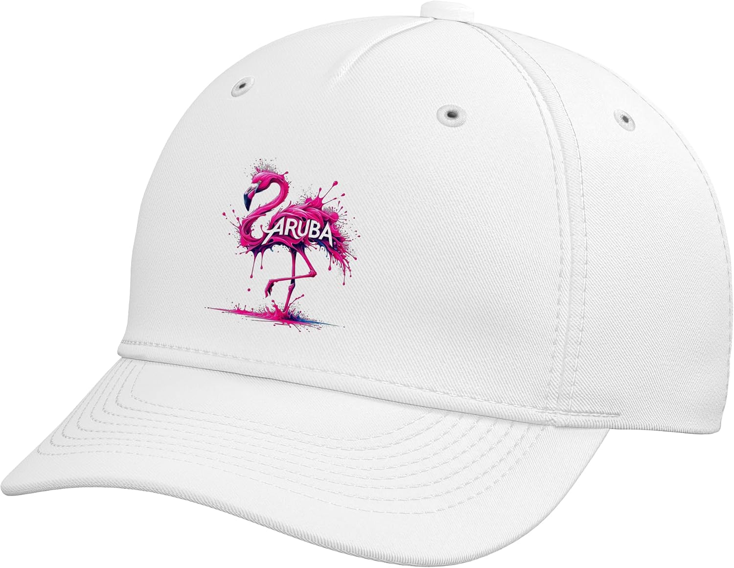 Aruba Paint Splatter Flamingo Adjustable Baseball Hat