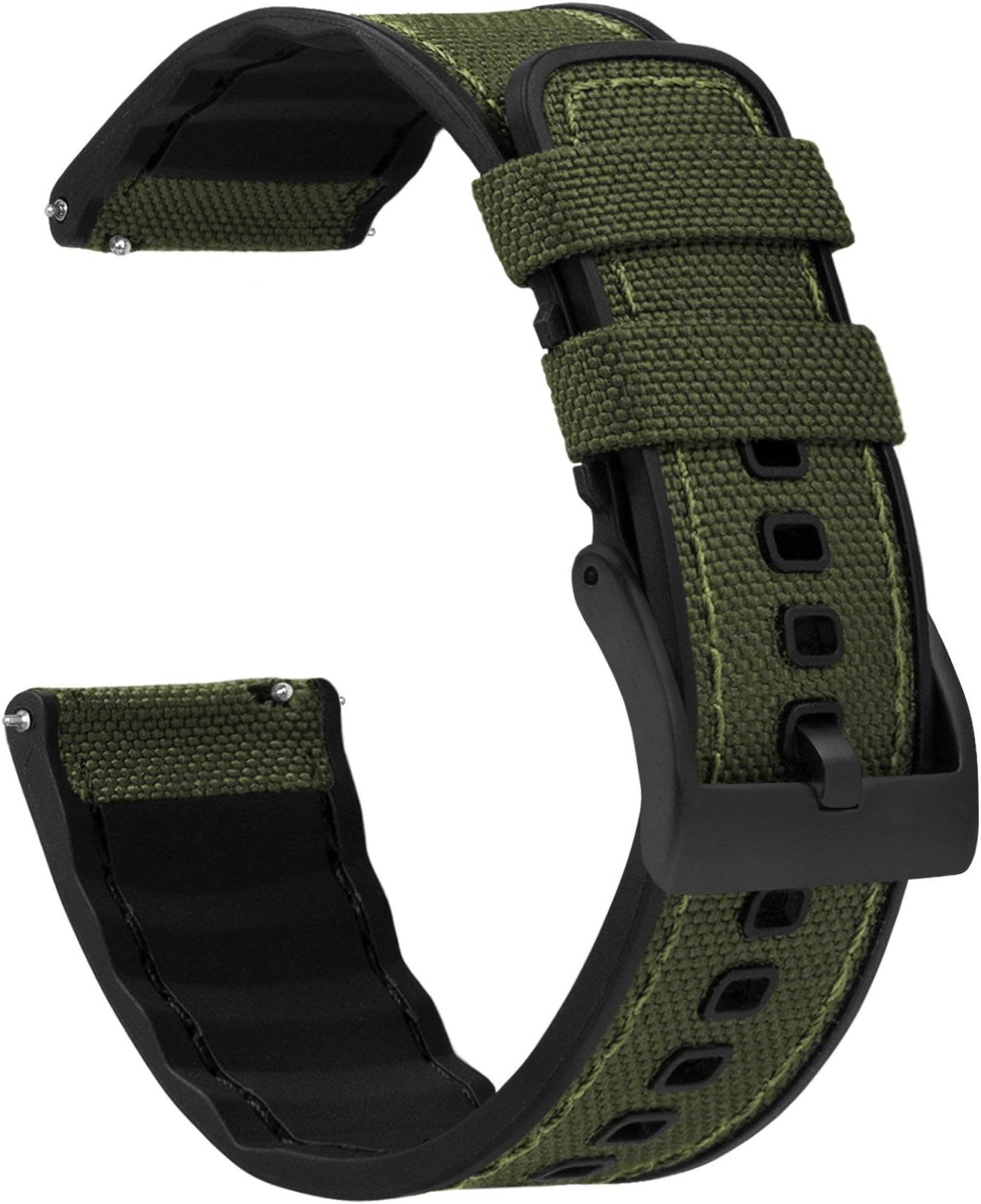 BARTON WATCH BANDSwith Integrated quick release spring bars - Hybrid Silicone - Cordura Fabric, Water-Resistant Leather and Silicone Hybrid Watch Bands - Choice of Color & Width (18mm, 20mm, 22mm)