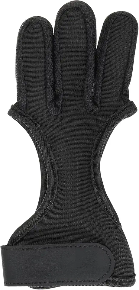 Luva de tiro com arco, protetor de 3 dedos, luvas de tiro com arco para jovens, adultos, homens, mulheres, iniciantes, caça, preta, tamanho médio