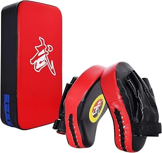 TLBTEK Taekwondo Kick Shield - Curved PU Leather Muay Thai MMA Karate Kickboxing Training Pads 16x8 Inch
