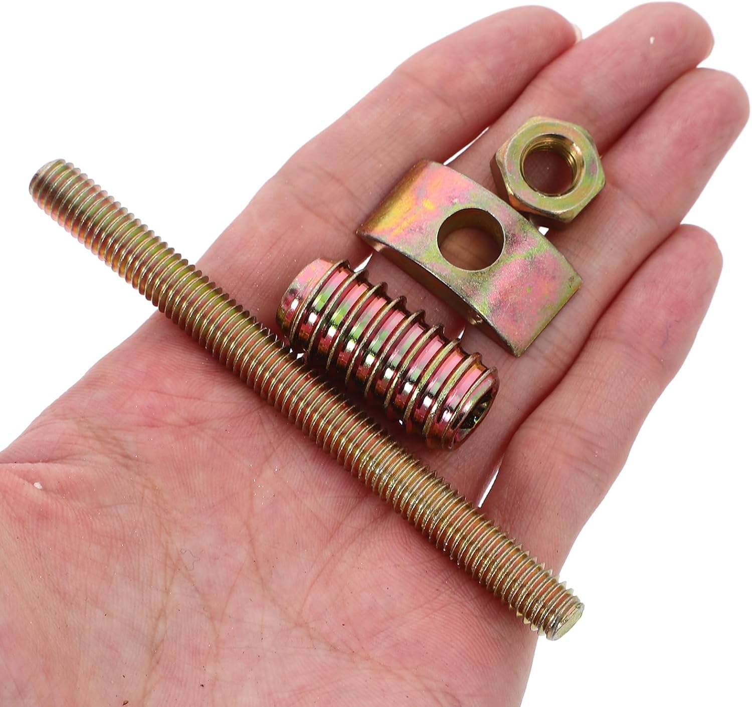 TEHAUX Half Crescent Connectors 10 Sets M8 Furniture Assembly Hardware Kit Four-in-One Half Moon Bolts Nuts and Spacers for Table and Bed Frame Fastening 3.74X1.18X0.59 Inches