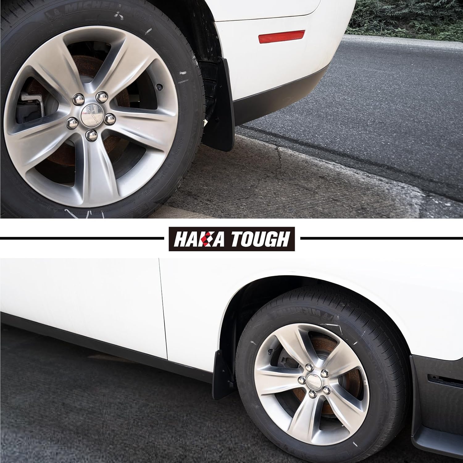 HAKA TOUGH Mud Flaps for Dodge Challenger 2015-2023 Front&Rear Mud Guards Fender Splash Flaps Heavy Duty Material Replace for 82214141 82214142, 4PCS