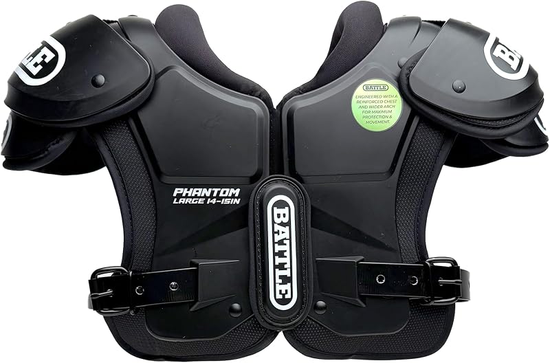 Hombreras de fútbol Sports Phantom | La tecnología de ballesta absorbe los impactos, Placa moldeada para el pecho, Protector permanente del esternón, Rollo de espuma de amplia cobertura para el cuello.