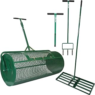 Landzie 4-Step Compost and Peat Moss Spreader Lawn Care System - Set Includes 44" Lawn and Garden Spreader with Soil Sampl...