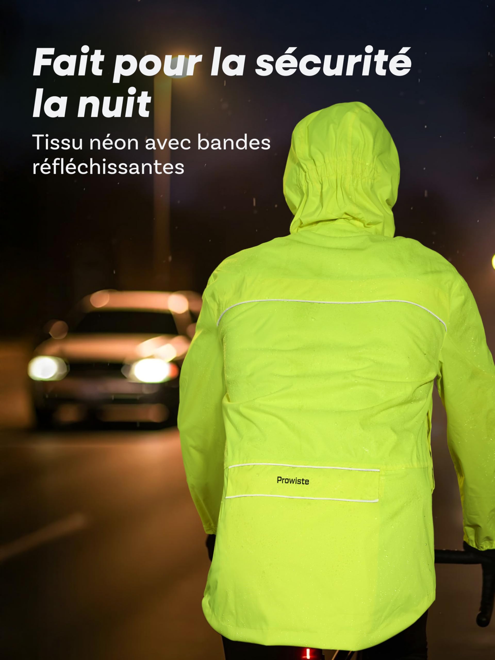 Prowiste Veste de cyclisme Homme & Femme - Imperméable et Respirante - Veste de Pluie de Vélo Réfléchissante avec Capuche & Poche Arrière