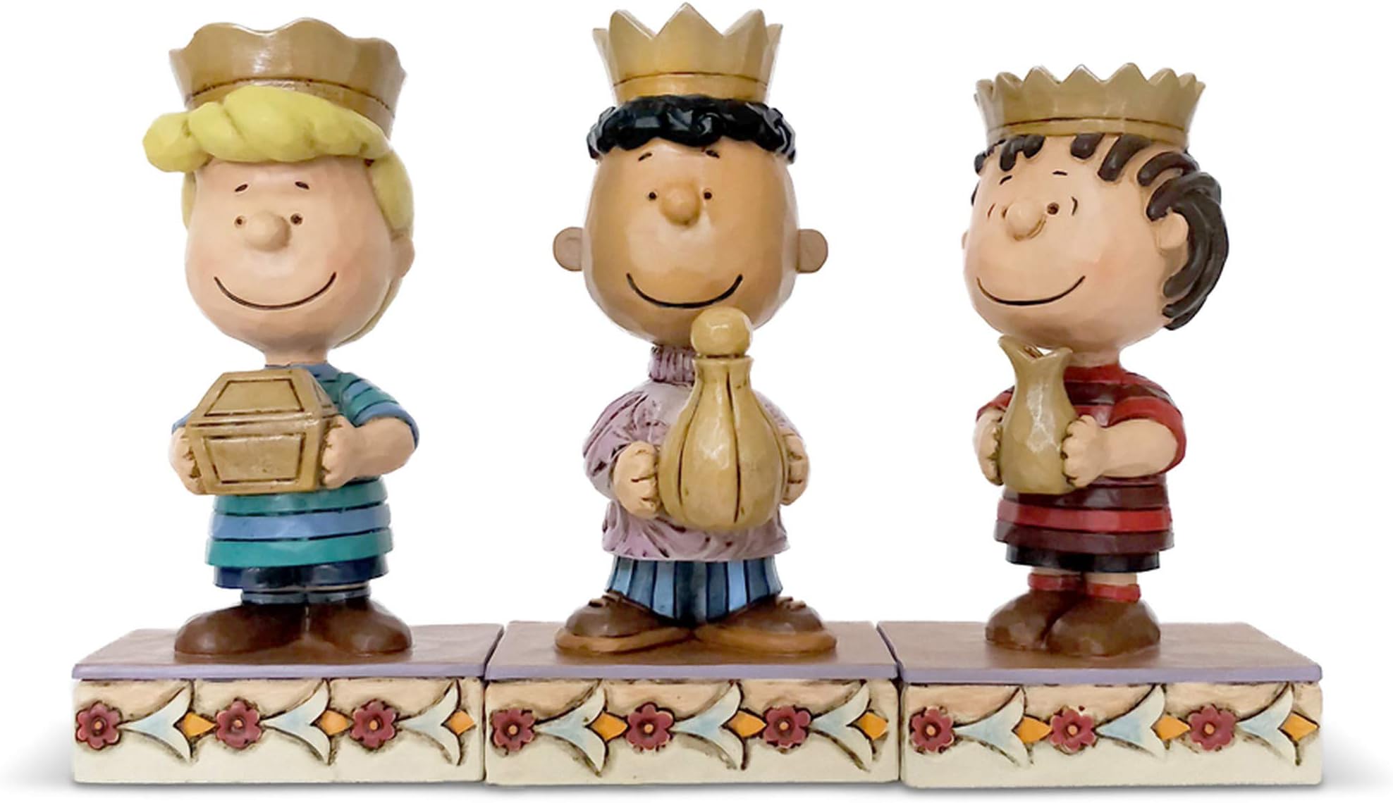 Enesco Peanuts by Jim Shore Christmas Pageant Three Wise Men Figurine Set, 4 Inch, Multicolor,6004973