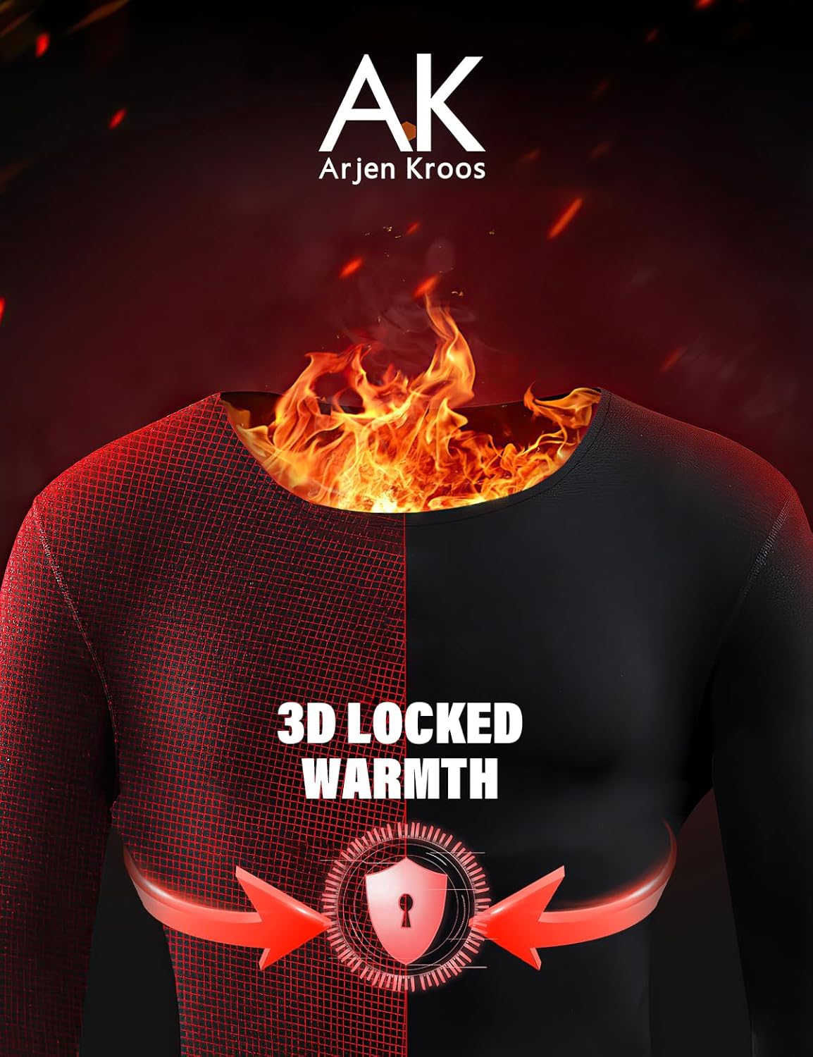 Arjen Kroos Thermal Underwear for Men, Fleece Lined Top and Bottom Set, Long Johns Thermal Set Base Layer - Image 4