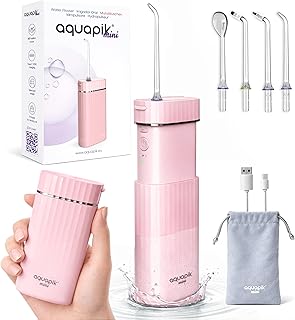 Aquapik Mini Munddusche, 200ml, IPX8, USB-C, Rosa