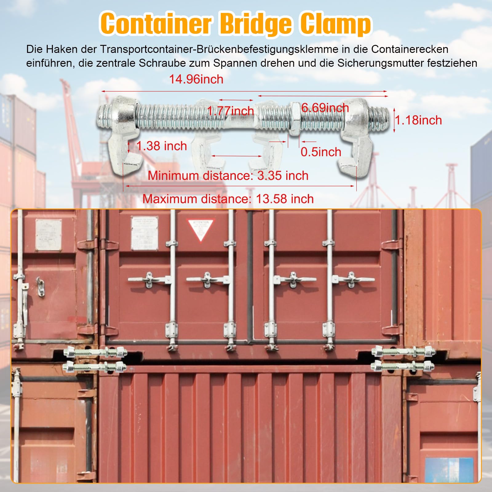380mm Versandcontainer Brücke Fitting Clamp Connector For Cargo Stacking Scenario 4 Stück Beschlag Klemme Versandbehälterklemme Schraubklemme Für Secure Transport