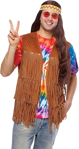 Costume Culture Chaleco hippie con flecos para hombre