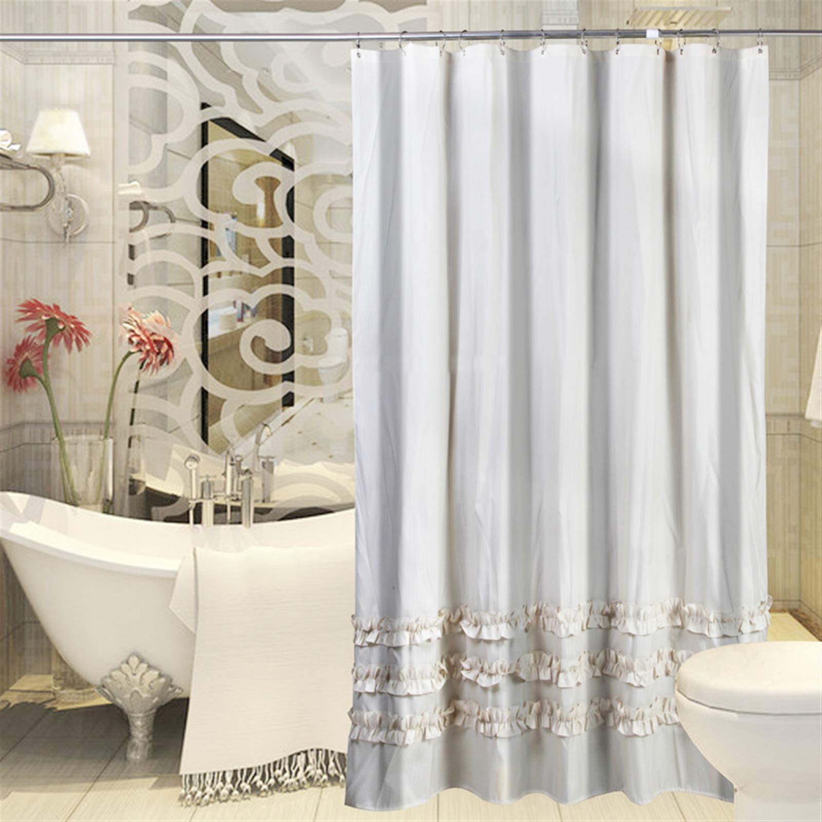 Tenda Doccia In Tessuto Bianco Impermeabile 180x200 Cm - Vaniglia Di Gedy