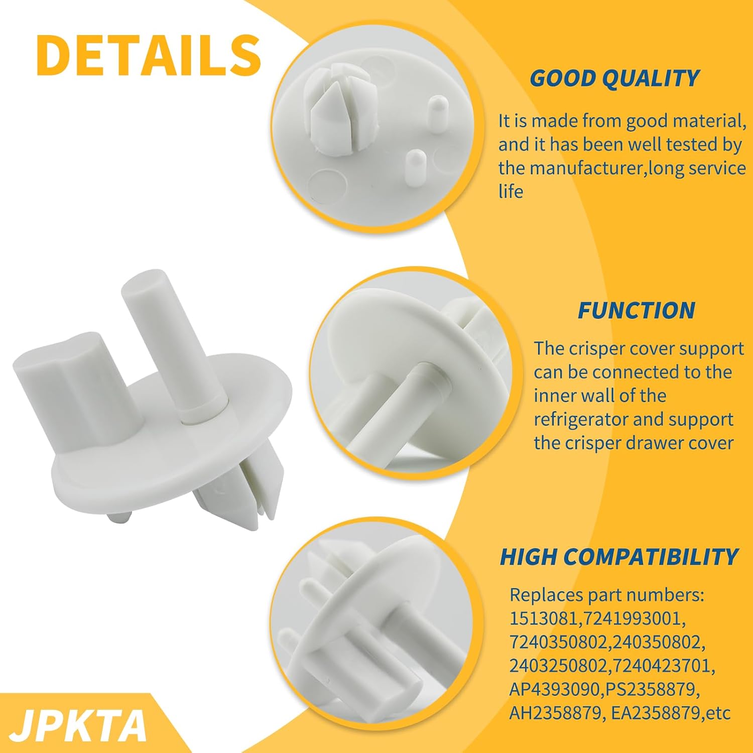 4 Pcs 241993101 Crisper Shelf Cover Support Refrigerator Shelf Support Replacement Part Compatible with Frigidaire Kenmore Refrigerators Replaces for 240350802 1513081 AP4393090 PS2358879 AH2358879