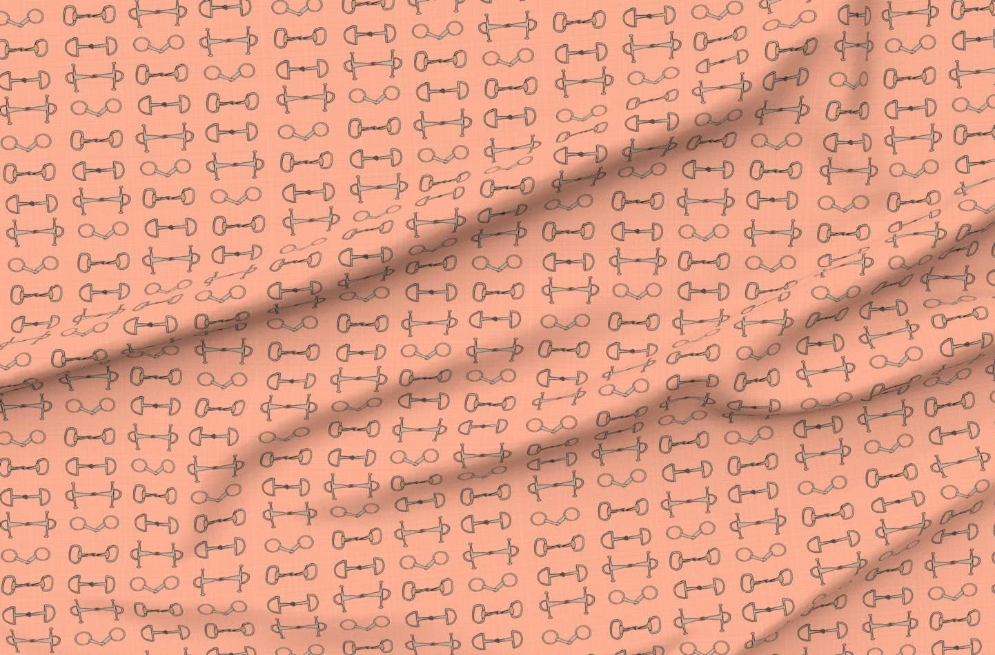 Spoonflower Fabric - Coral Orange Equestrian Horse Printed on Organic Cotton Sateen Fabric by The Yard - Sewing Quilting Apparel Home Decor