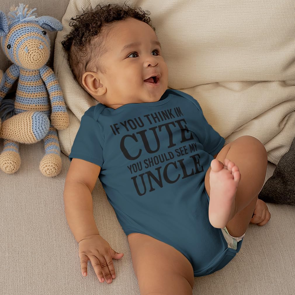 Baby Bodysuit If You Think I'M Cute You Should See My Uncle Boy & Girl Baby Clothes Funny Cotton Soft Pink Design Only 18 Months