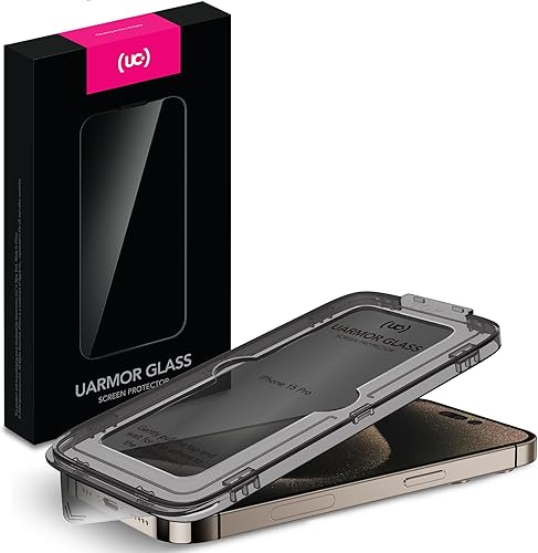 Upcommon UARMOR - Protector de pantalla de privacidad de vidrio para iPhone 15 Pro (6.1 pulgadas) 9H de vidrio templado de alta calidad con kits de