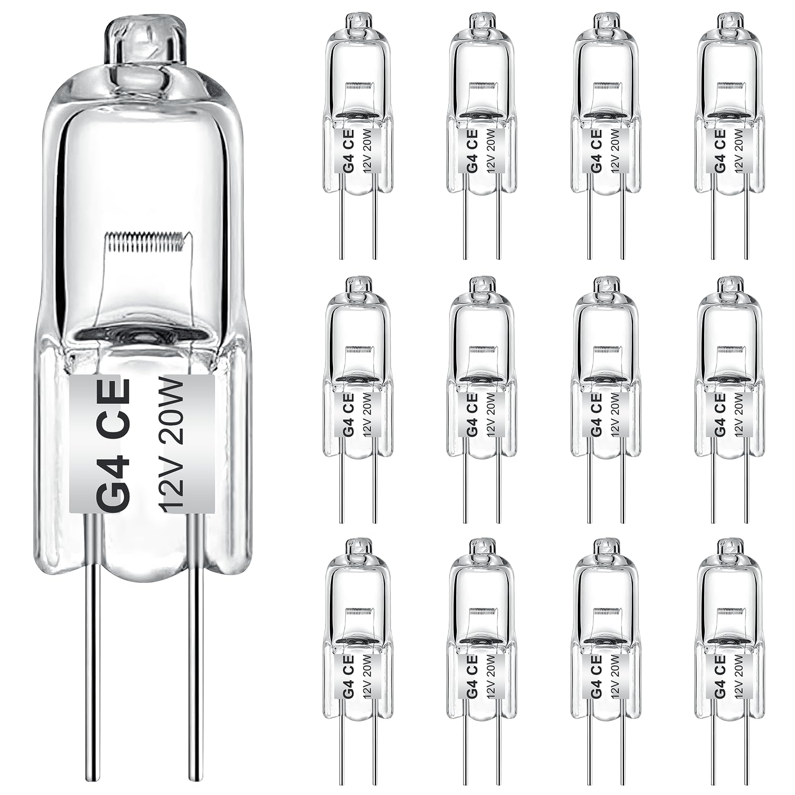 AUZOSL Hochwertige G4 Halogenglühbirne 12 Stück, 20W, 2700K Energiesparendes Leuchtmittel für helle Beleuchtung in Wohnräumen, Büros und Geschäftsräumen (10W)
