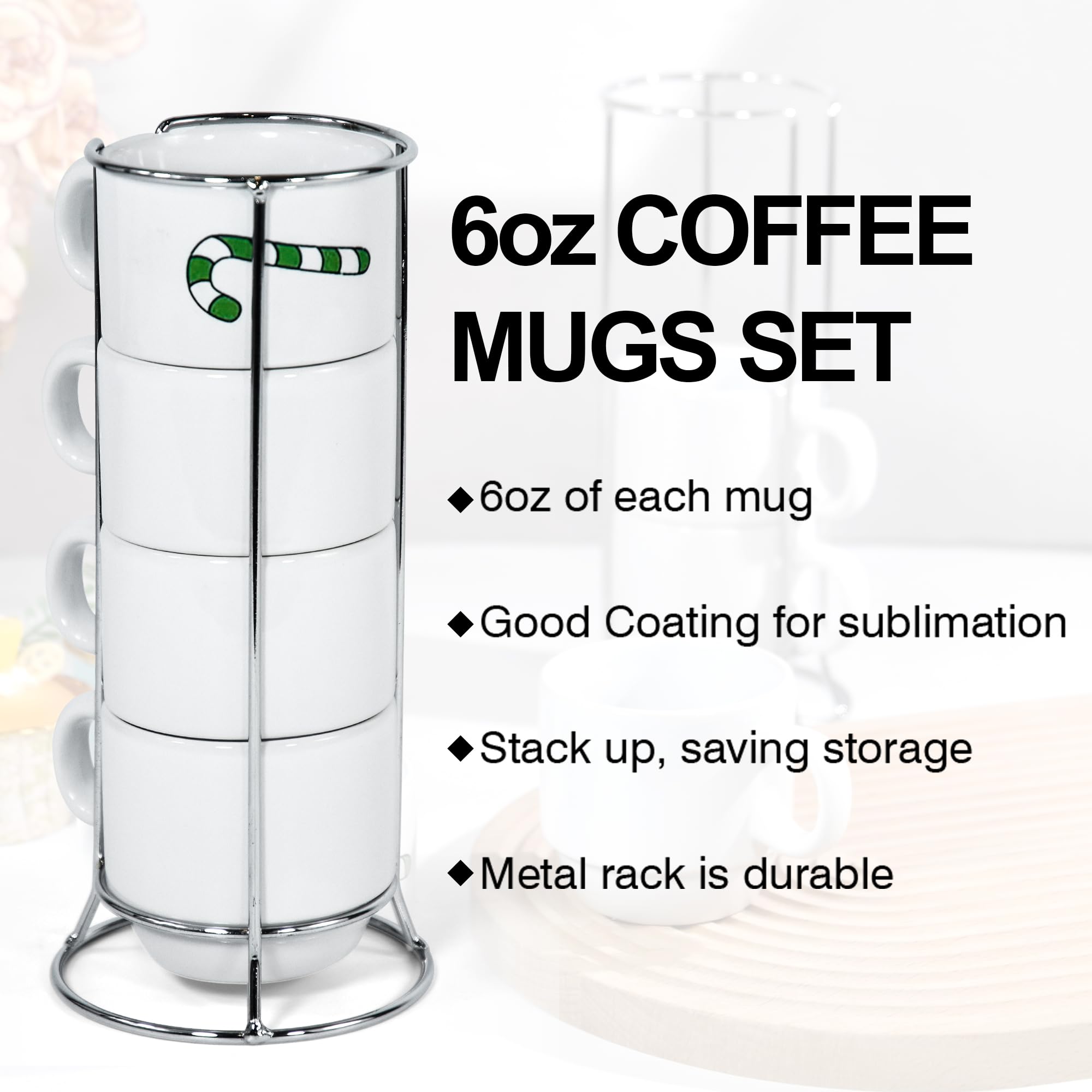 Amazon.com: AGH 6oz Sublimation Mugs Blanks Bulk, Sublimation Coffee  Stackable Mug Cups, White Plain Ceramic Mug Cups for Sublimate, Coffee,  Latte, Soup, Milk, Hot Cocoa 16pcs : Home & Kitchen