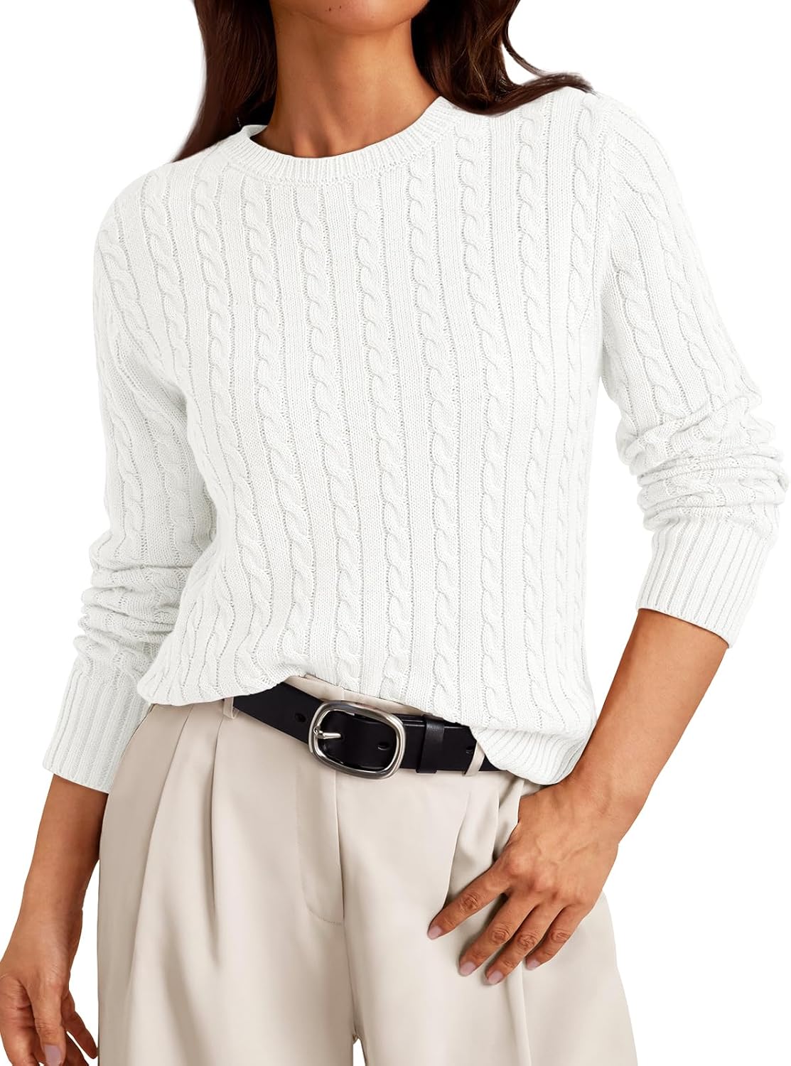 LILLUSORY Womens Lightweight Cable Knit Soft Business Casual Trendy Classic Pullover Sweaters Fall Outfits 2025