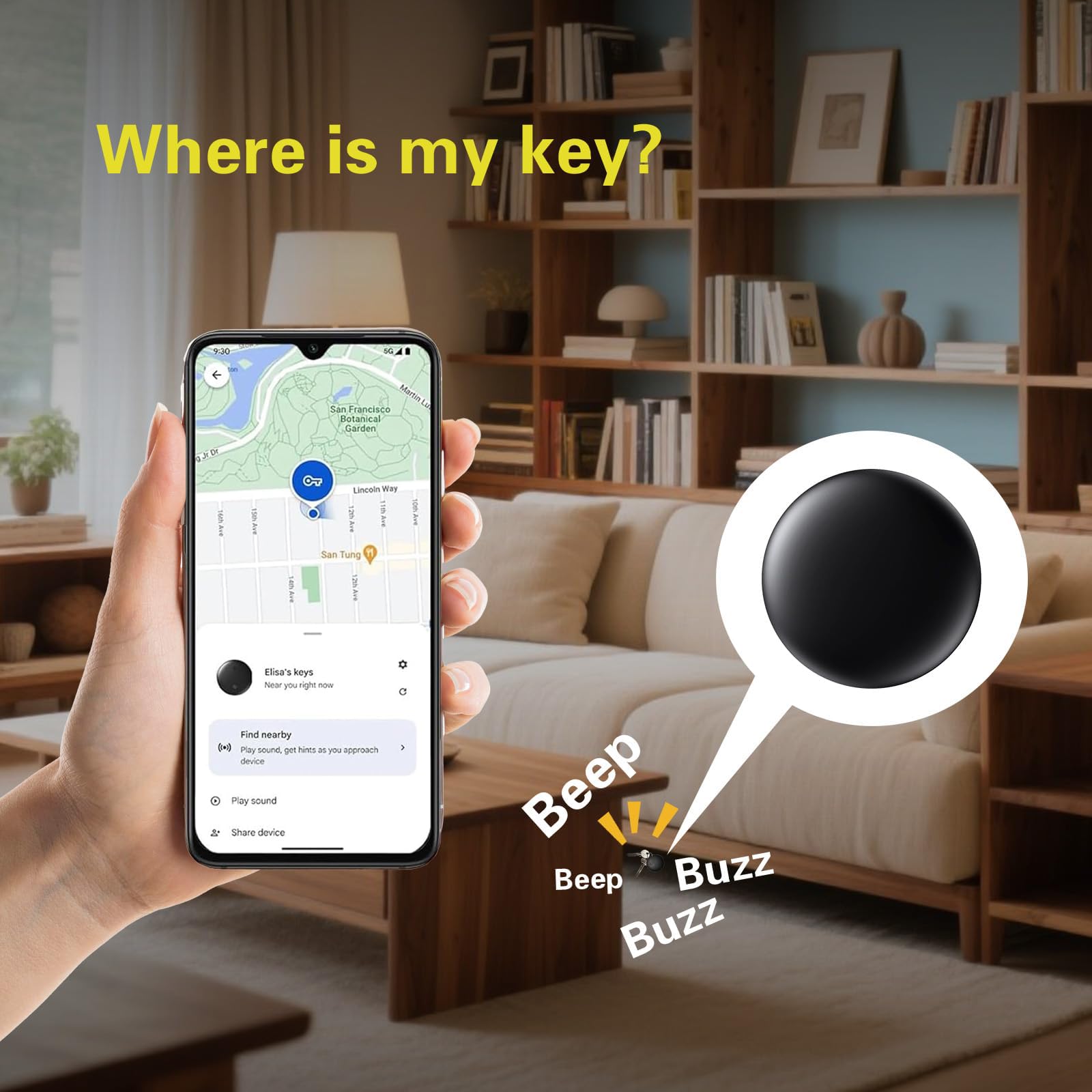GPS Tracker per Auto Android, Ai-r tag Android, Magnetico Nascosto Localizzatore Gps Senza SIM senza Abbonamento, Auto Localizzatore Compatibile con goo- gle Find My per Bambini Animali (1 nero)