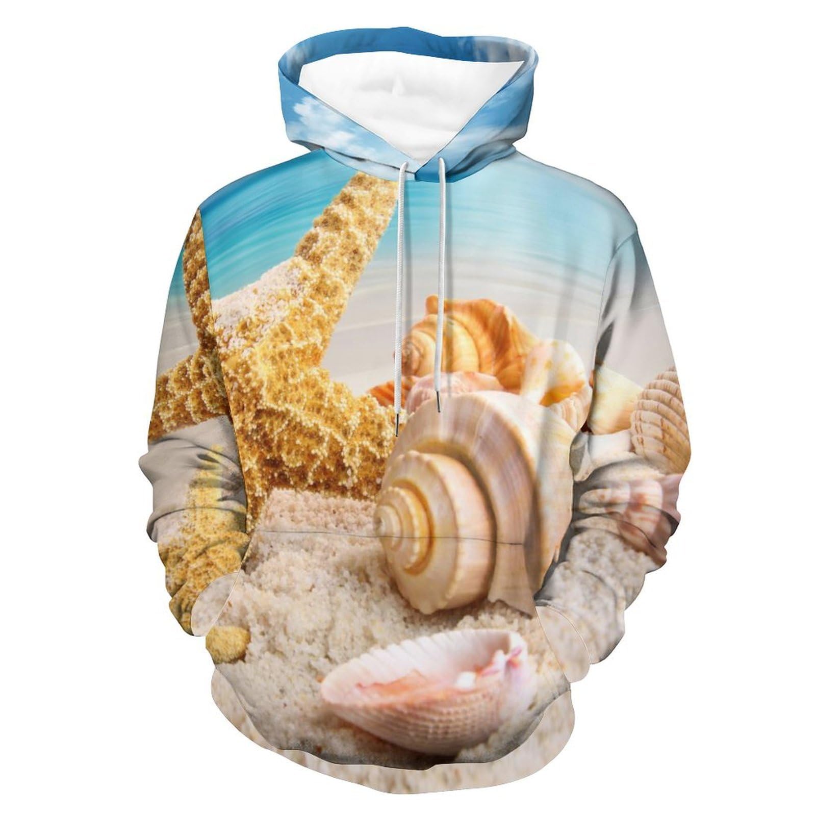 BHTGTRFDTD Sweatshirts Starfish And Seashells Men's Hoody Hoodies Pullover Pockets