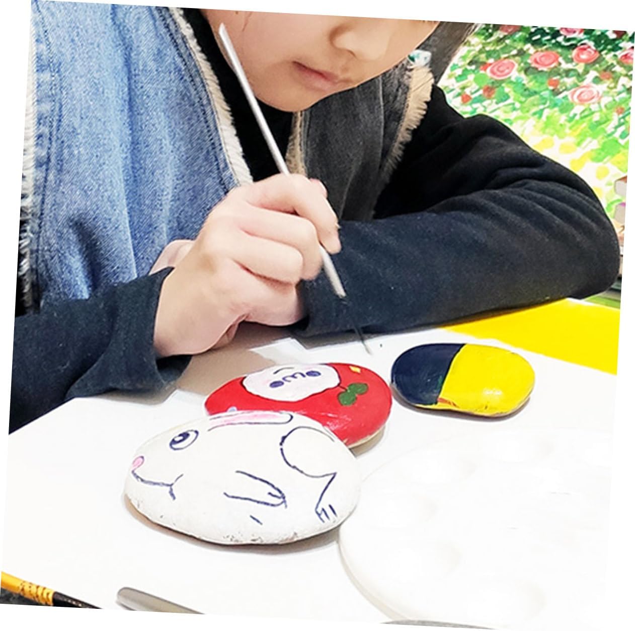 KONTONTY 10pcs Painting Rocks Smooth Flat Stones for Creative Art Projects for River Rock Painting Crafting and Home Decor and Easy to Personalize