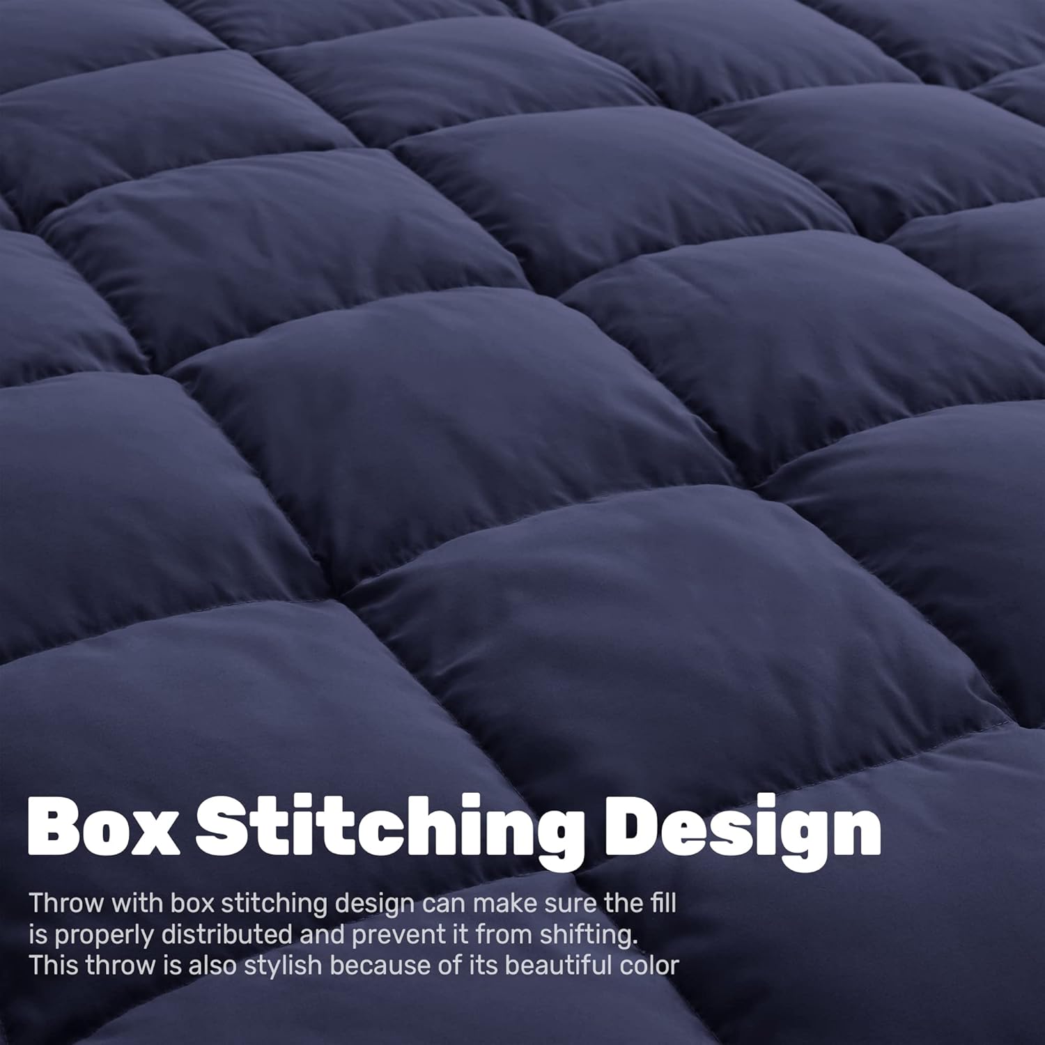 Navy Reversible UltraFeather Down Throw Blanket 50x70