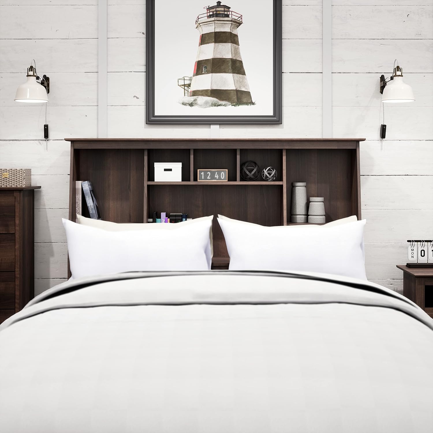 Prepac Espresso Full/Queen Tall Slant-Back Bookcase Headboard