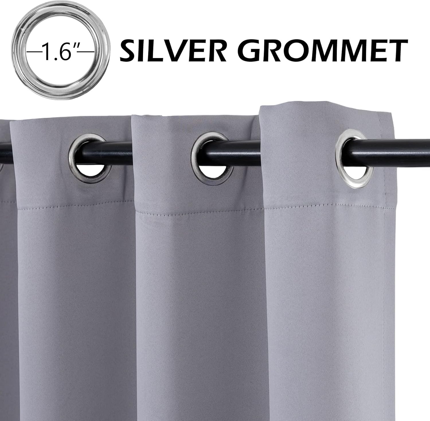 MYSKY HOME Blackout Curtains 84 Inch Length for Living Room Grey Curtains for Bedroom Gray Thermal Insulated Curtains Room Darkening Drapes with Grommets 2 Panels Set, 52W x 84L, Grey