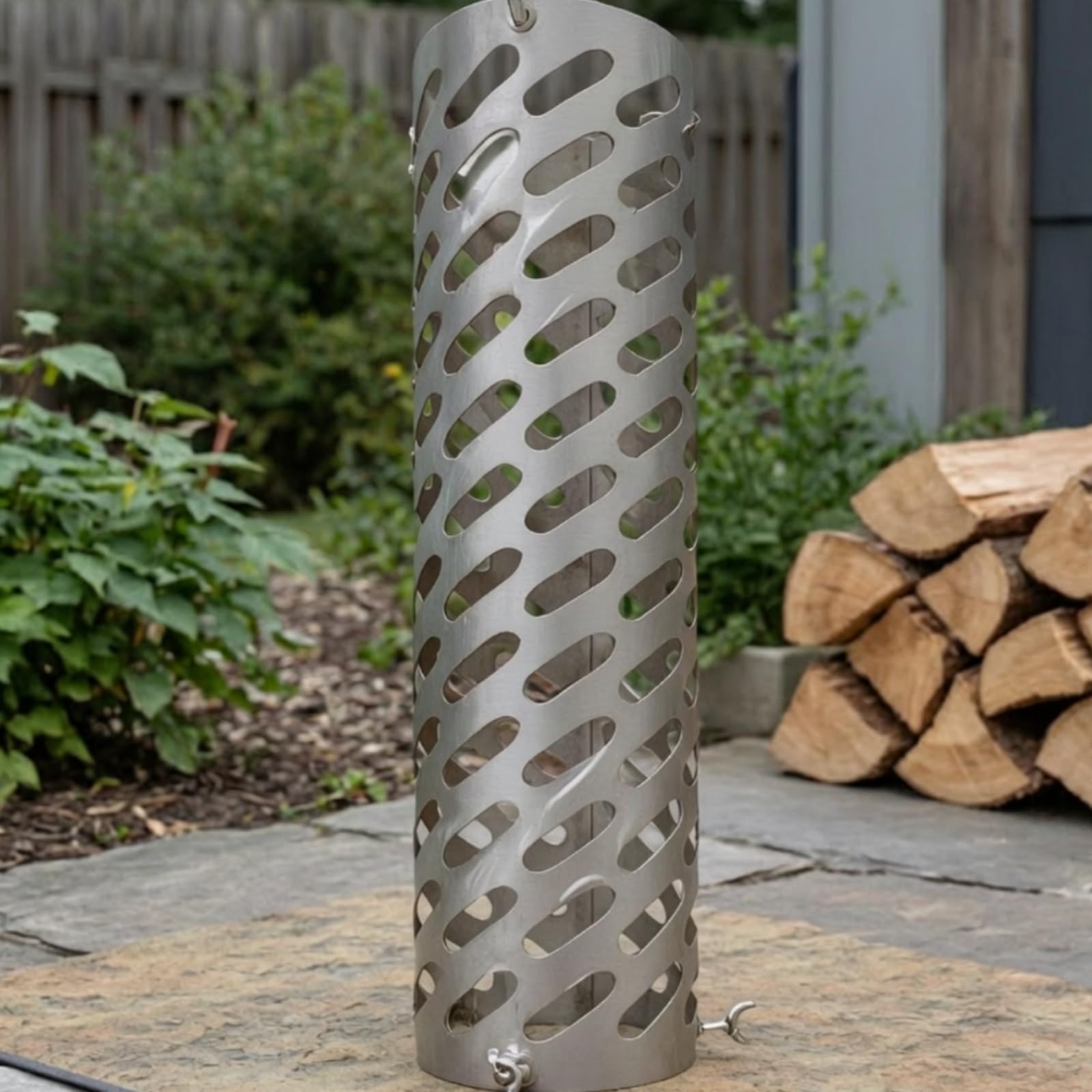 Protezione per Canna Tubo di Scarico Con, Rete Antiscottatura Modello B, Dimensioni 32x9 Cm, In Acciaio Inossidabile