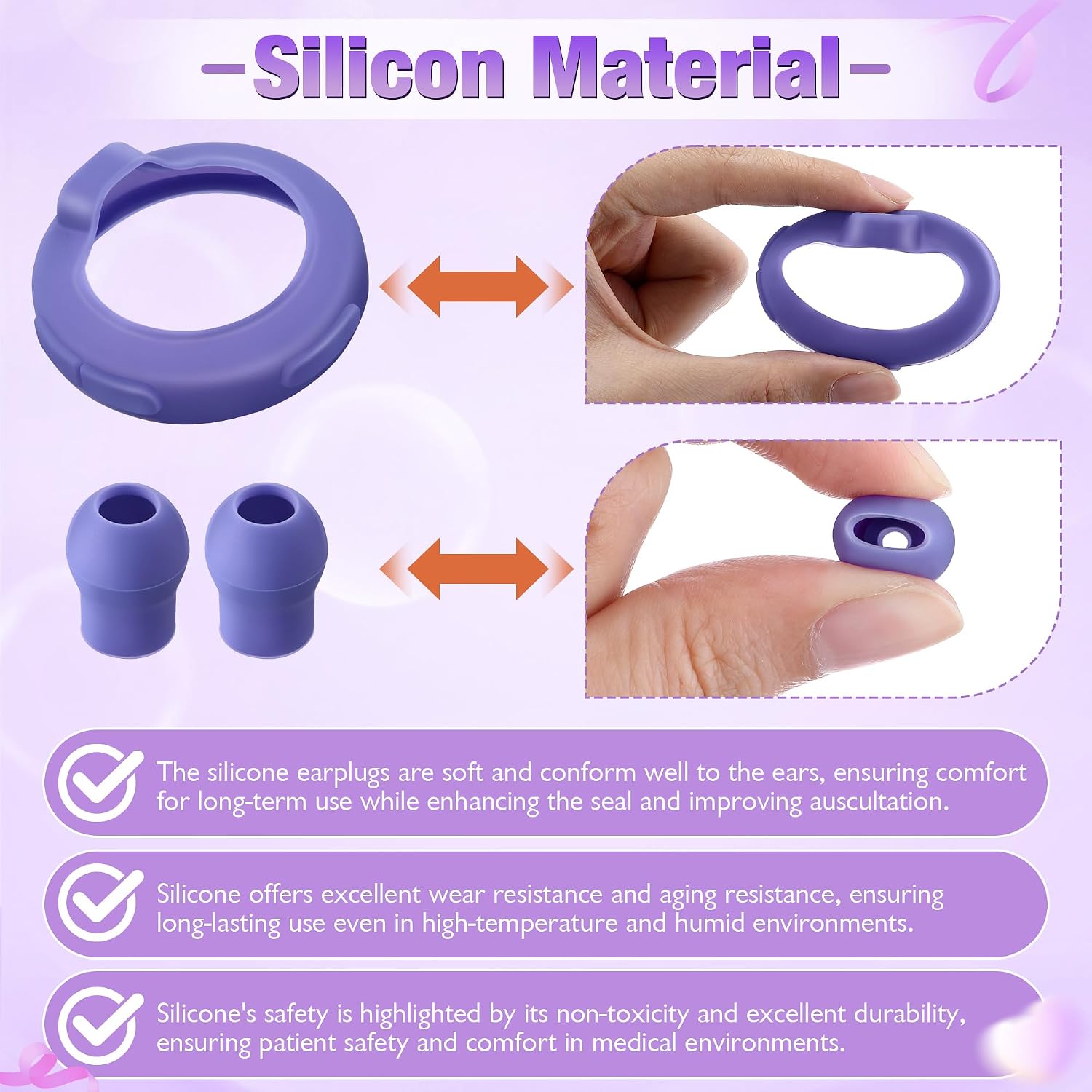 3 Silicone Protective Cover & 12 Ear Tips Replacement, Purple | Compatible with EKO Core 500, Echo Digital Stethoscope, Stethoscope Accessories, Dustproof Protection Design, Comfortable