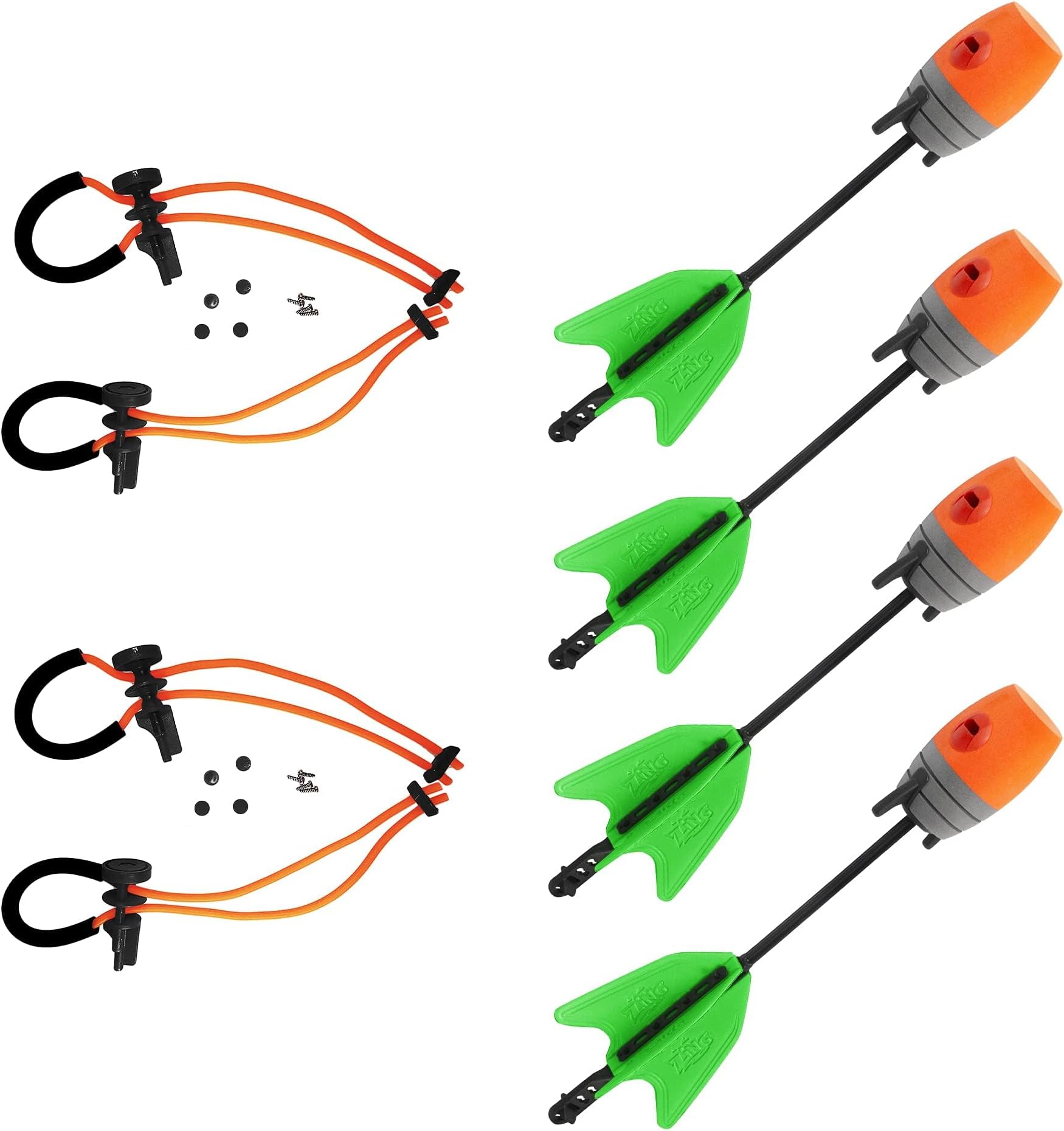Zing Z-Curve Bow Bungee Replacement and Arrow Refill Pack - Includes 2 Orange Z-Curve Bungee Sets and 4 Orange Zonic Whistling Arrows