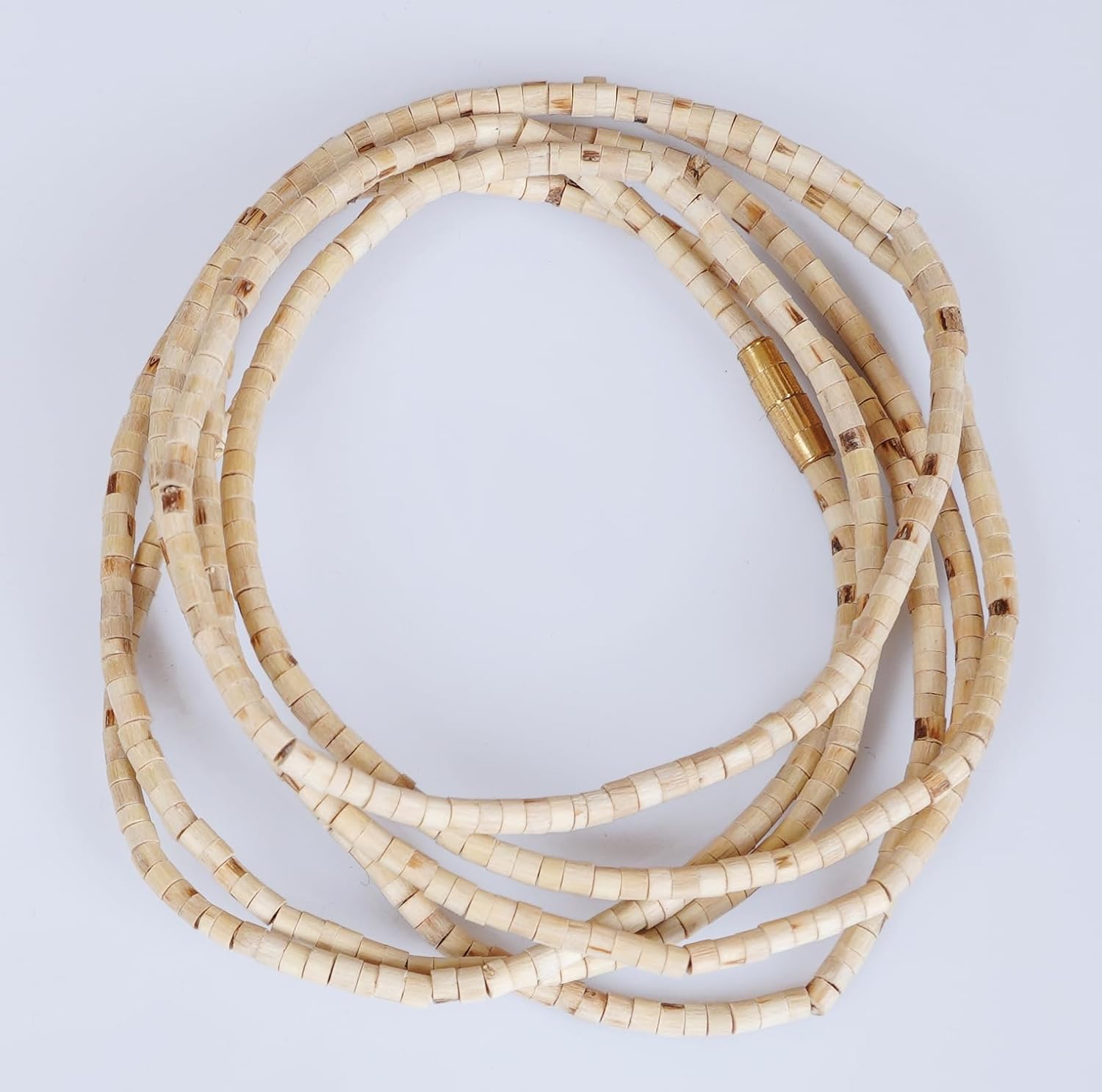 Generic Tulsi Kanthi Mala Original - 3 Round Brown Wooden Mala (Triple Layer) for Neck Wearing, Regular, Beige - Image 2