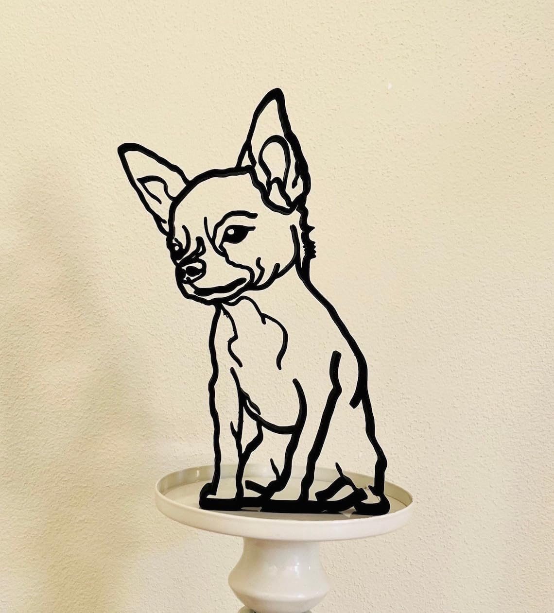 EROTNGO Adorable Chihuahua Bookshelf Sculpture - Minimalist Pet Portrait for Windowsill Décor for Dog Lovers and Christmas