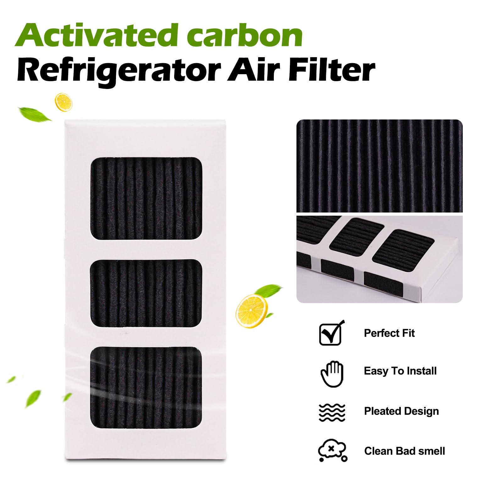 Filtro de aire de repuesto para refrigerador Frigidaire Pureair Ultra 2, Pureair Ultra ii, Electrolux 242047805, 5303918847, EAP12364179, filtración eficaz con filtro de carbón activado (paquete de 3)