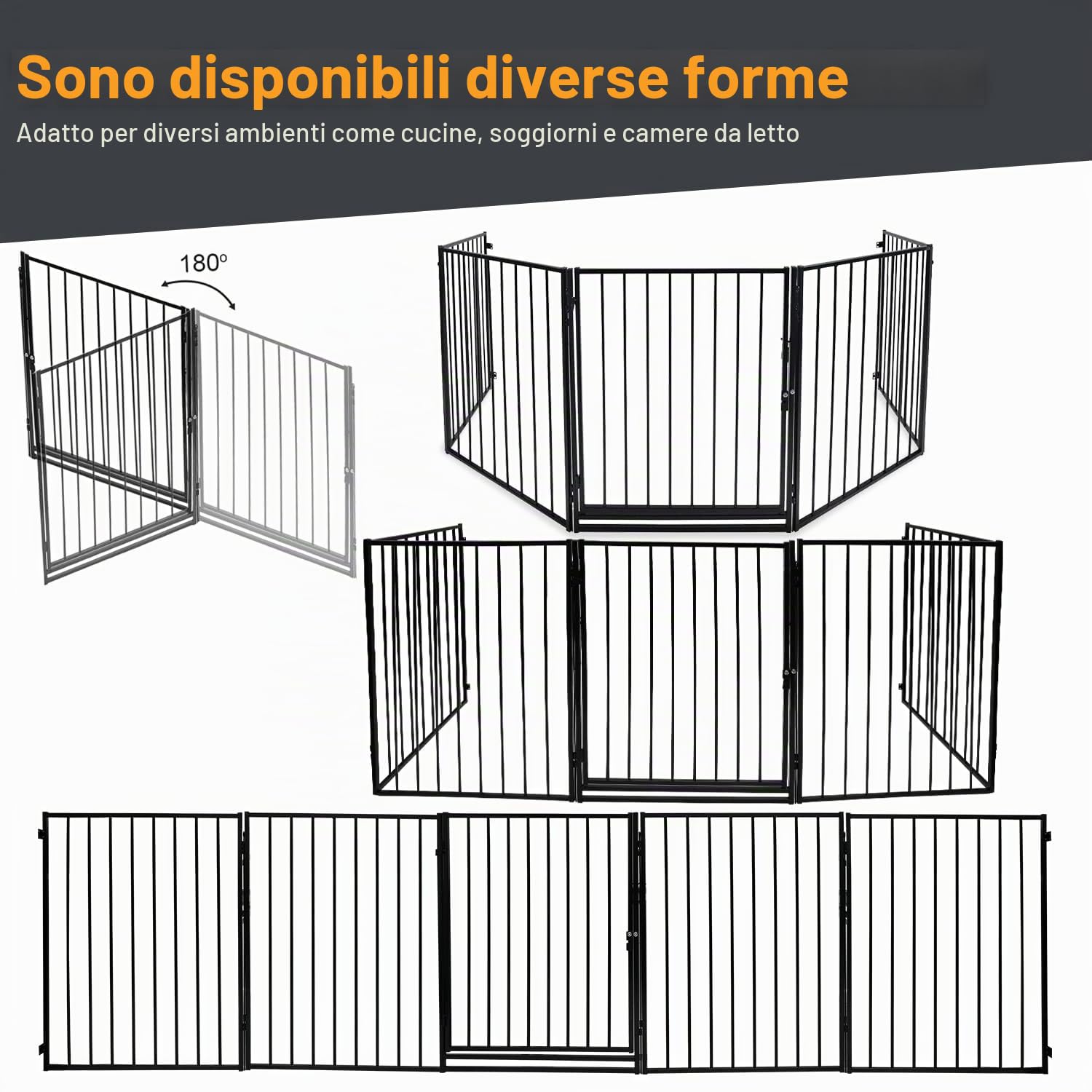 Ikodm Cancello per Bambini di protezione per caminetto 304 cm, Griglia di sicurezza per bambini,configurazione con 5 elementi,per bambini e animali domestici 60 x 76 cm