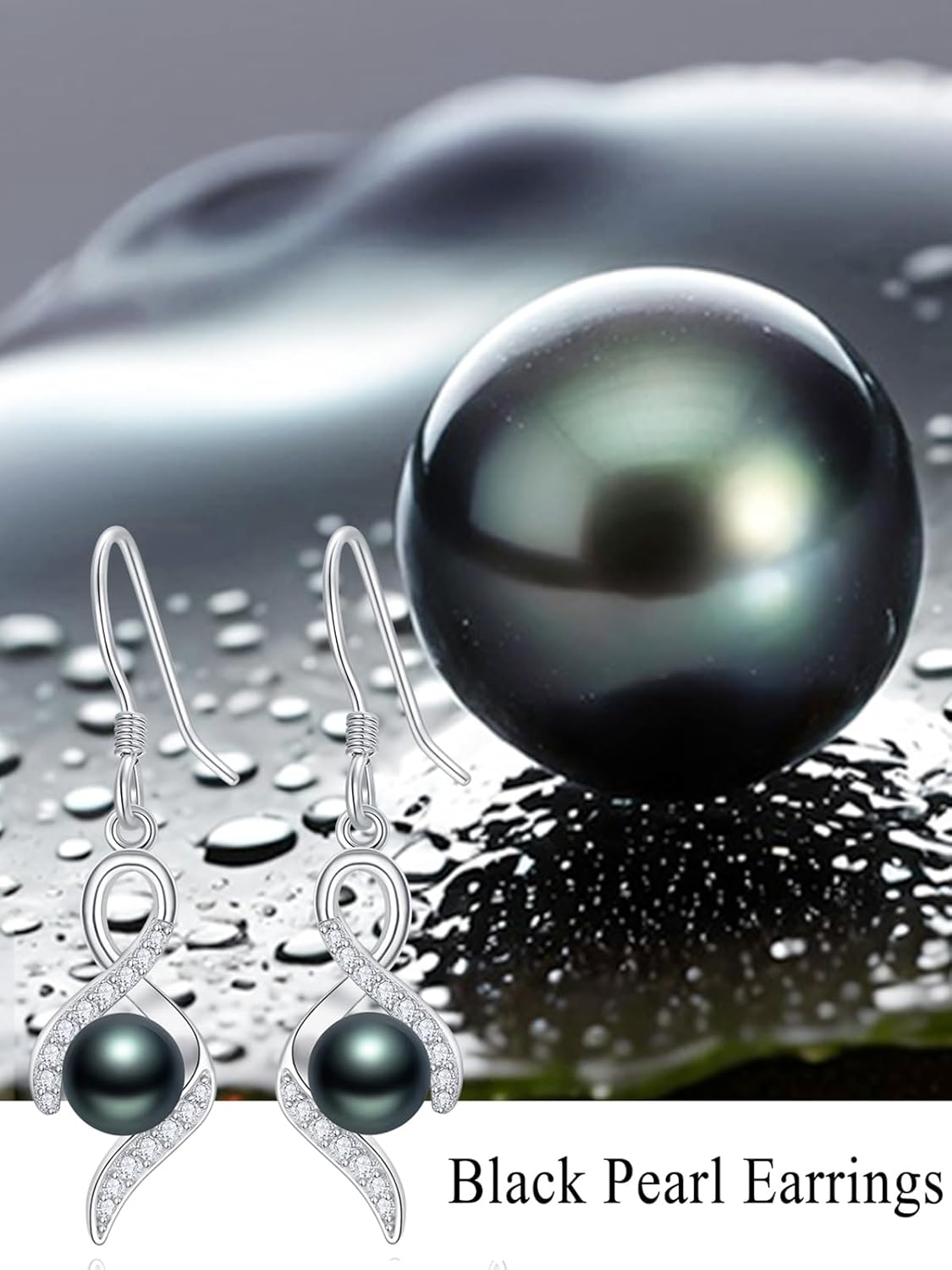 Dreamboat Black Pearl Dangle Drop Earrings for Women 925 Sterling Silver Pearls Jewelry Anniversary Christmas Birthday Gifts for Mom Wife Daughter Her - Image 5