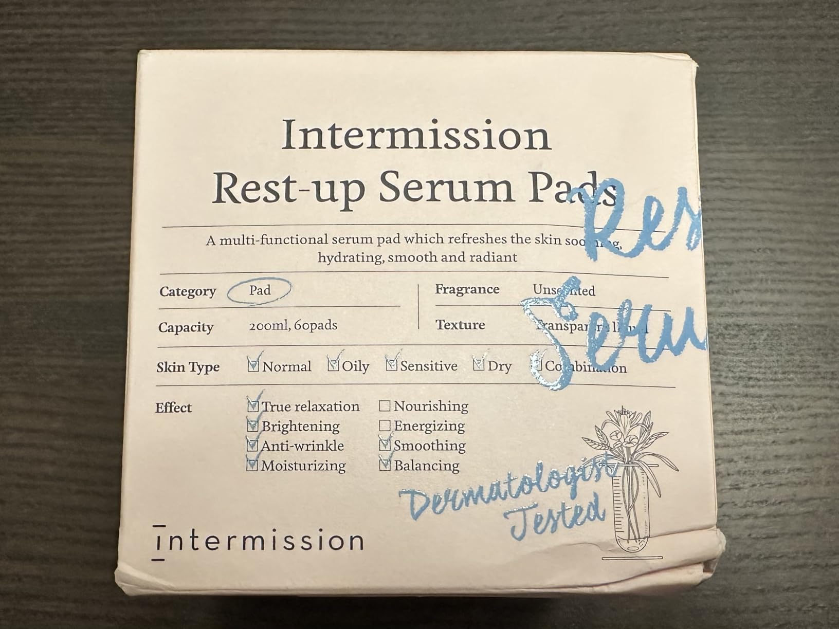 Intermru INTERMISSION Rest-Up Serum Pads – Gentle Daily Calming Facial Pads with Niacinamide & Centella, Lightweight Hydration for Sensitive Skin, Multi-Use Toner Pads for Face, 60 Pads