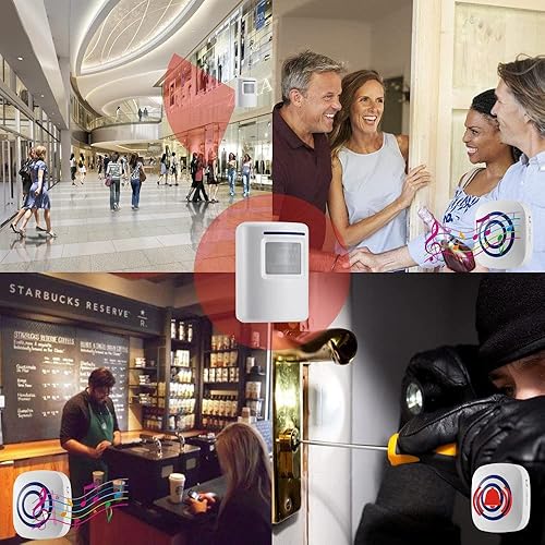 Miniatura 7 de Timbre de puerta con sensor de movimiento para negocios, kit de timbre para exteriores, alerta de entrada inalámbrica: Timbre de sensor de