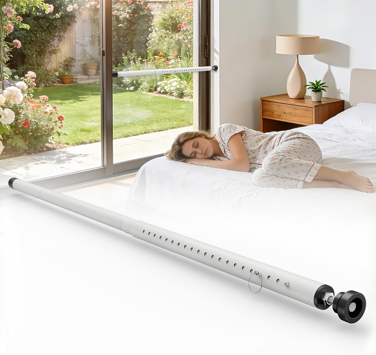 Adjustable Sliding Door & Window Security Bar, 17-50 Inches, Anti-Slip Rubber Tips, Burglar Proof Lock for Sliding Glass Door, Patio Safety, Easy Installation for Home & Apartment Security