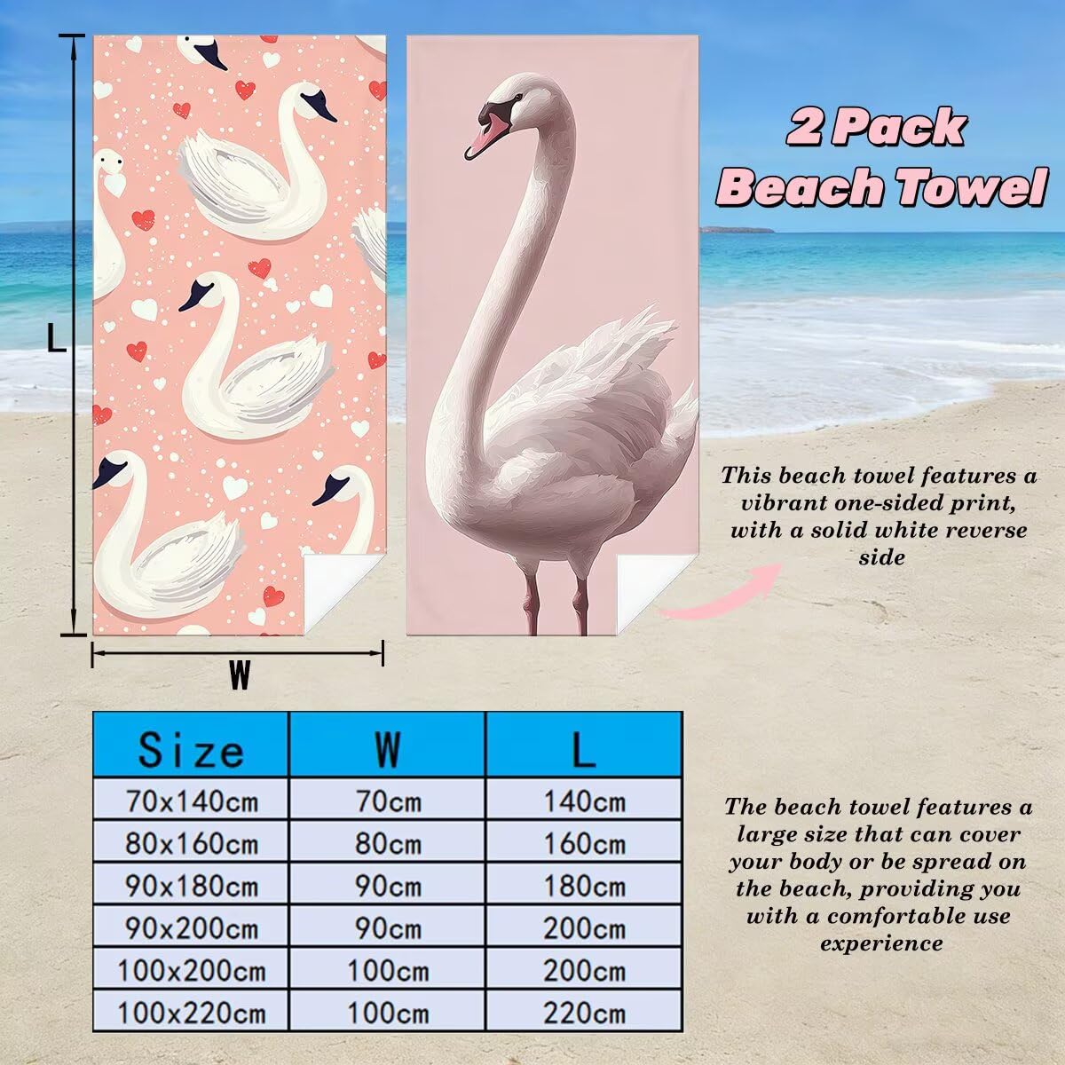 Toalla Playa 80x160 cm, Toalla Gimnasio Microfibra Secado Rapido, Juego de 2 Antiarena Toallas de Playa, Ligera Compacta Toallas Microfibra Grande para Viaje, Regalo Hombre Regalo Mujer (Océano) -4115