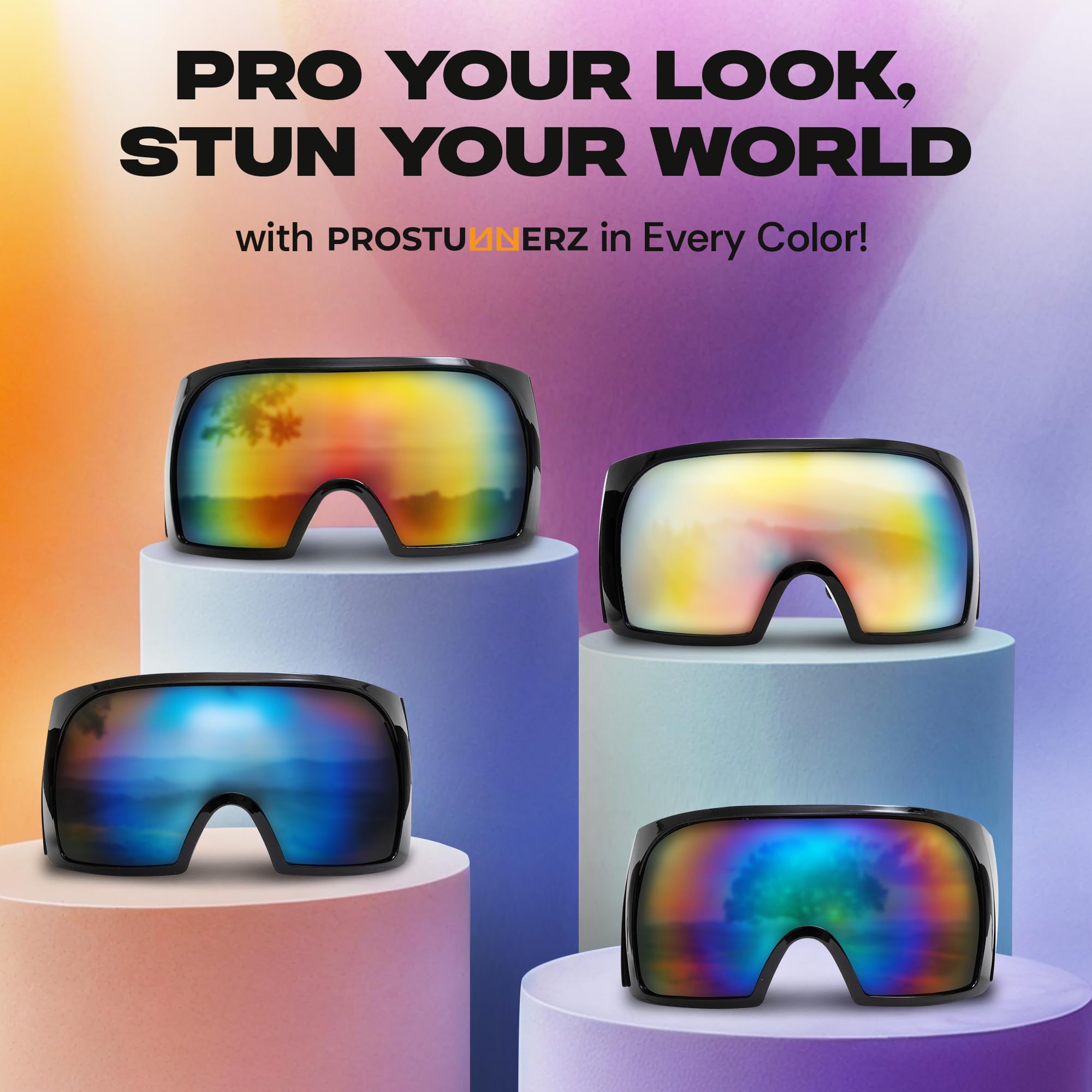 Übergroße Anti-Beschlag-Sonnenbrille mit komplettem Pflegeset, stilvoll und futuristisch für Damen, Herren und einige Jugendliche