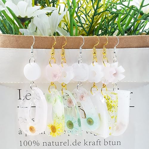 Miniatura 5 de Voyyphixa 54 moldes de silicona para aretes para resina epoxi, moldes de joyería de resina, moldes de lágrima luna estrellas de silicona con agujero