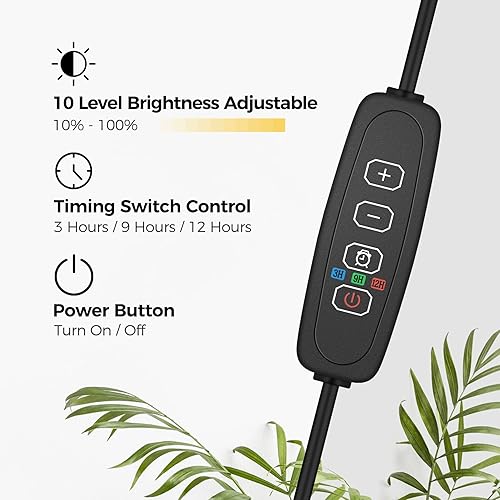 Miniatura 2 de Grow Light - Lámpara de pie de crecimiento LED de espectro completo con soporte extensible de 63 pulgadas de altura, base estable grande, regulable